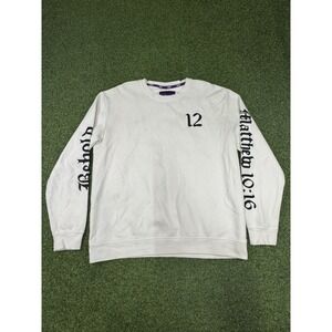 dcpl Tech Fleece Behold Matthew 12 Crew Sweatshirt Mens XL‎ White Graphic Print